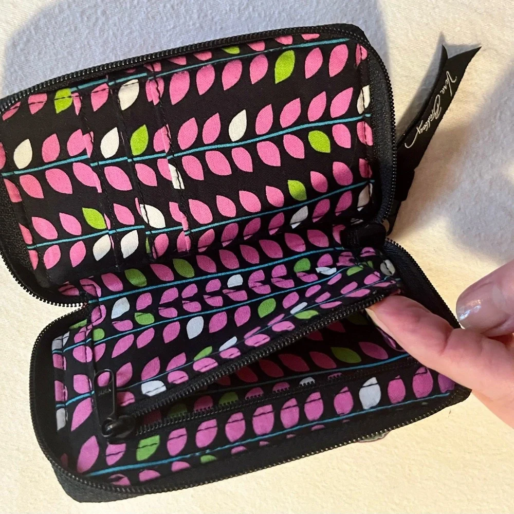Vera Bradley Floral Wristlet in Black and Pink